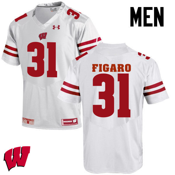 Men Wisconsin Badgers #31 Lubern Figaro College Football Jerseys-White - Click Image to Close
